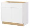 Hampton Bay Leyton 36 in. W x 24 in. D x 34.5 in. H Ready to Assemble Plywood Slim Shaker Base Kitchen Cabinet in Alpine White