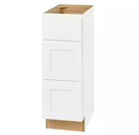 Hampton Bay Avondale 12 in. W x 21 in. D x 34.5 in. H Ready to Assemble Plywood Shaker Drawer Base Bath Cabinet in Alpine White