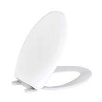 Gerber Elongated Soft Close Toilet Seat in White, Heavy-Duty Fade-Resistant Plastic