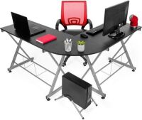 Modular Wooden Sectional L-Shaped Workstation&nbsp;w/&nbsp;Pull-Out Keyboard Tray, PC Tower Stand&nbsp;