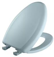 BEMIS Elongated Soft Close Plastic Toilet Seat in Heron Blue