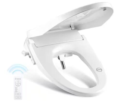 VEVOR Elongated Electric Bidet Toilet Seat with Adjustable Nozzle and Water Pressure in White