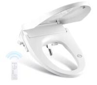 VEVOR Elongated Electric Bidet Toilet Seat with Adjustable Nozzle and Water Pressure in White