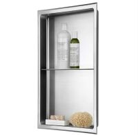 AKDY 12 in. W x 24 in. H x 4 in. D Stainless Steel Double Shelf Bathroom Shower Wall Niche in Brushed Stainless Steel