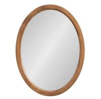 Kate and Laurel Hogan 18 in. W x 24 in. H Rustic Brown Oval Farmhouse Framed Decorative Wall Mirror