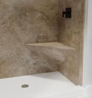 FlexStone 14 in. L x 27 in. W x 14 in. H Floating Corner Seat in Mocha Travertine