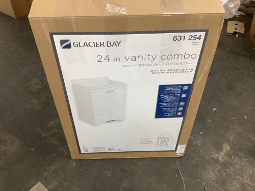 Glacier Bay 25 in. Single Sink White Bath Vanity with Cultured Marble Top - Damage to Cabinet