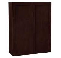 Hampton Bay Shaker 33 in. W x 12 in. D x 42 in. H Assembled Wall Cabinet in Java