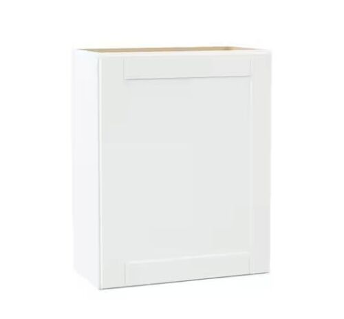 Hampton Bay Shaker 24 in. W x 12 in. D x 30 in. H Assembled Wall Cabinet in Satin White
