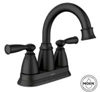 MOEN Banbury 4 in. Centerset Double Handle High-Arc Bathroom Faucet in Matte Black