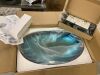 Bathroom Oval Glass Vessel Sink with Faucet in Ocean Blue - 3