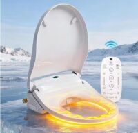 Hanikes Electric Heated Bidet Seat for Round Toilet with Soft Close Lid in White