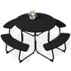 8-Person Circular Picnic Table w/ Umbrella Hole, 4 Benches
