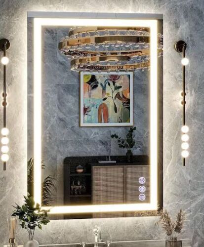 Lot of (2) 26 in. W x 38 in. H LED Light Anti-Fog Rectangular Modern Frameless Vanity Mirror