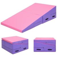 Folding 2-Panel Cheese Wedge Incline Gym Mat for Tumbling w/ Handles, 60x30x14in