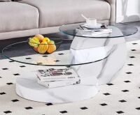 Polibi Modern 31.5 in. Transparent Round Glass Coffee Table