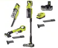 RYOBI ONE+ HP 18V Cordless Pet Stick Vacuum Cleaner Kit w/ Battery, Charger, & Cordless Hand Vacuum w/ Powered Brush