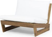 Noble House Sherwood Teak Brown Removable Cushions Wood Outdoor Patio Club Chair with White Cushions