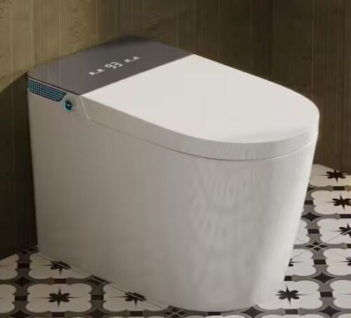 YULIKA Elongated Smart Bidet Toilet 1.28 GPF in white with Bidet Seat Auto Open and Close, Auto Flush, Foot Sensor Operation