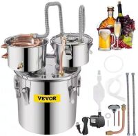 VEVOR 3 Gal. Stainless Steel Alcohol Distiller Home Brewing Kit with Copper Tube & Water Pump