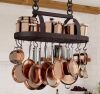 KES Oiled Bronze Oval Hanging Ceiling Pot Rack with 20 S Hooks