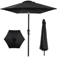 Outdoor Steel Market Patio Umbrella Decoration w/ Tilt, Crank Lift - 10ft -black