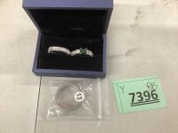 3 Pcs Emerald Engagement Ring Set, Couples Wedding Rings