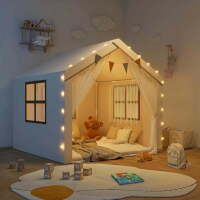 Kids Tent, Large Tent for Kids with Mat & Star LED Lights,Toddler Toys for Boys & Girls,Indoor Outdoor Teepee Tents for Boys Girls