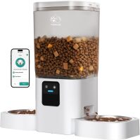 Automatic Cat Feeder with Slow Feed for 2 Cats: 5G WiFi Dual Automatic Dog Feeder with Smart APP Control,Double Cat Food Dispenser for Multiple Pets,Detachable for Easy Clean
