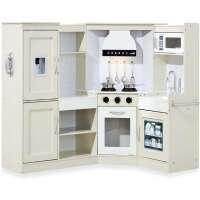 Pretend Play Corner Kitchen Wooden Toy Set for Kids w/ Lights, Sounds