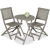 3-Piece Acacia Wood Bistro Set w/ Folding Table, 2 Chairs