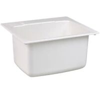 MUSTEE 22 in. x 25 in. x 13.75 in. Molded Fiberglass Drop in Utility Sink in White