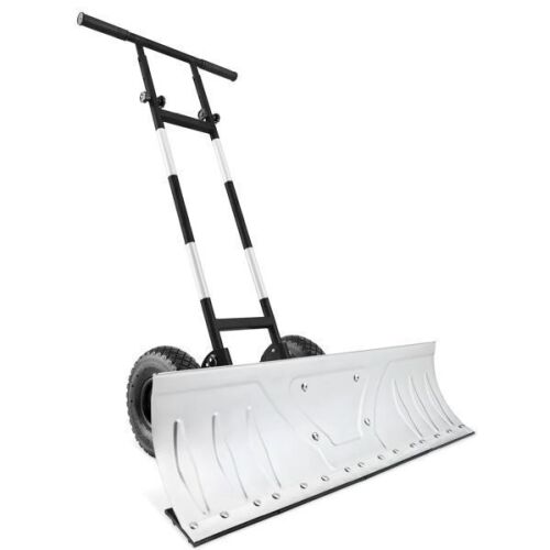 Galvanized Blade 2-Wheel Snow Pusher w/ Adjustable Handle - 36in