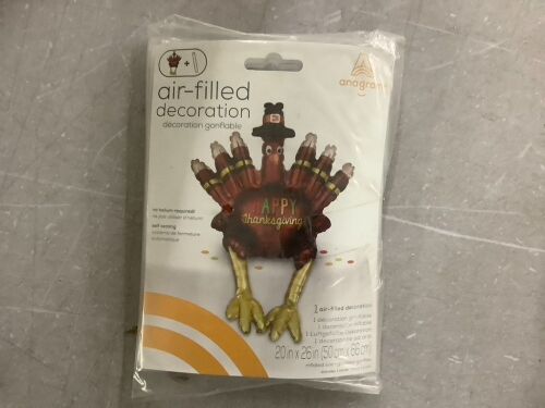 Case of (30) Happy Thanksgiving Sitting Turkey Foil Balloons, Air Fill Only