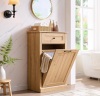 Tilt Out Laundry Hamper Cabinet, 10 Gallon Farmhouse Trash Can Cabinet with Drawer