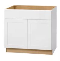 Hampton Bay Avondale 36 in. W x 24 in. D x 34.5 in. H Ready to Assemble Plywood Shaker Sink Base Kitchen Cabinet in Alpine White