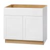 Hampton Bay Avondale 36 in. W x 24 in. D x 34.5 in. H Ready to Assemble Plywood Shaker Sink Base Kitchen Cabinet in Alpine White