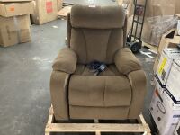 Merax Brown Soft Velvet Power Lift Recliner with Remote Control - Internal & External Damage to Armrest