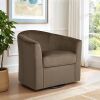 Coffee Velvet Upholstered 360&deg; Swivel Accent Barrel Chair with Metal Base