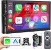 7" Double Din Car Stereo with Apple CarPlay Android Auto 178 * 102mm,Touchscreen Car Play Radio for Car,Screen for Bluetooth 5.0, Weatherproof Backup Camera,FM,AUX,Card Slot,USB,SWC