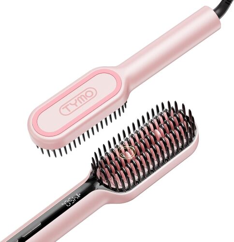 Hair Straightener Brush, Upgraded Ionic Compact Straightening Brush for Women with Wave-Design Bristles, Fast, Smooth Styling, Lightweight Hot Comb & Travel Flat Iron, 1 Billion Ions