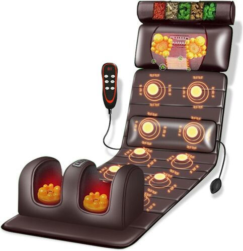 Massage Mat with Heat 10 Vibrating Nodes Full Body Massage Mat with Adjustable Pillows Heating Pads, Full Body Massager for Neck and Back Muscle Relaxation Massage Cushion
