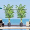6ft Tall Triple Golden Cane Palm Artificial Tree 72inch Large Tropical Palm Tree UV Resistant Fake Plant in Pot for Indoor Outdoor Big House Living Room Outside Patio Office Home Decor 2Pack