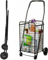 Utility Cart with Wheels to be used for Shopping, Grocery, Laundry and Stair Climber Cart, Weighs 7.5 Pounds but holds up to 90 Pounds, Compact and Foldable