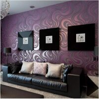 Modern Abstract Curve 3D Wallpaper Roll Mural Papel De Parede Flocking for Striped Purple Color Qh-Wallpaper