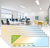 6 Pack 1x4 LED Flat Panel Light Surface Mount Drop Ceiling Light Fixture, 5200LM, 5CCT LED Drop Ceiling Office Light, 40W/35W/30W/25W/20W Selectable,6500K/5000K/4000K/3500K/3000K,Dimmable 0-10V,ETL