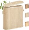 Bamboo Toilet Paper Storage Basket with Lid & Handle - 32L Large Capacity Handwoven Bathroom Organizer for 16 Rolls - Sturdy Stand Holder for Toilet Paper Organization
