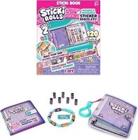 Sky Castle Sticki Rolls Sticki Book Series 2, Wearable & Shareable Sticker Bracelet, 120 Mini Stickers, Bracelet and Sticki Book, Assorted Colours and Styles