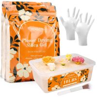 Silica Gel Flower Drying, 10LBS Silica Gel for Drying Flowers,Color Indicating Flower Preservation Kit Contains Flowers Desiccant, Brush, Gloves, Plastic Box