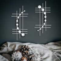 2 Pack Silver Abstrac Wall Decor &ndash; Metal Crystal Wall Art with Sparkling Rhinestones, 16.5&rsquo;&rsquo;/24 Inch Wall Hanging Set for Living Room Bedroom Bathroom &ndash; Modern Bling Home Decorations